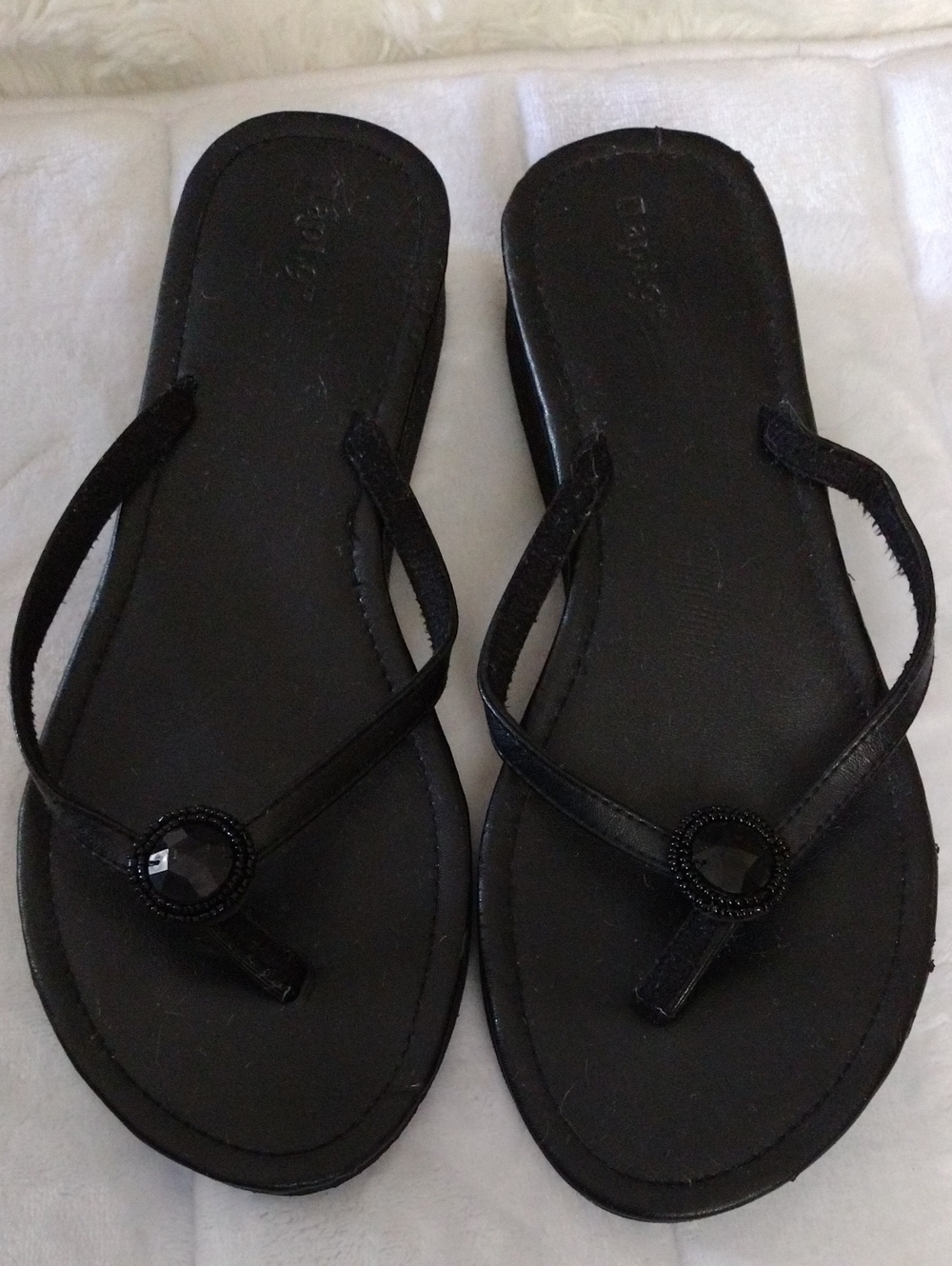 Women’s Black Beaded Thong Sandals